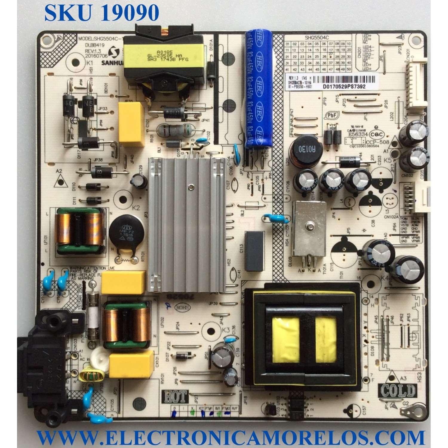 FUENTE DE PODER / PHILIPS 81-PBE050-H901 / SHG5504C-101H / DLBB419 / REV:1.3 / PANEL LVF500CMDXE4V1 / MODELO 50PFL4662/F7